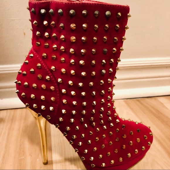 Studded Magenta Platform Boots - Picture 3 of 5